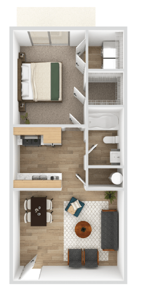 a floor plan of a room with a bed and a desk